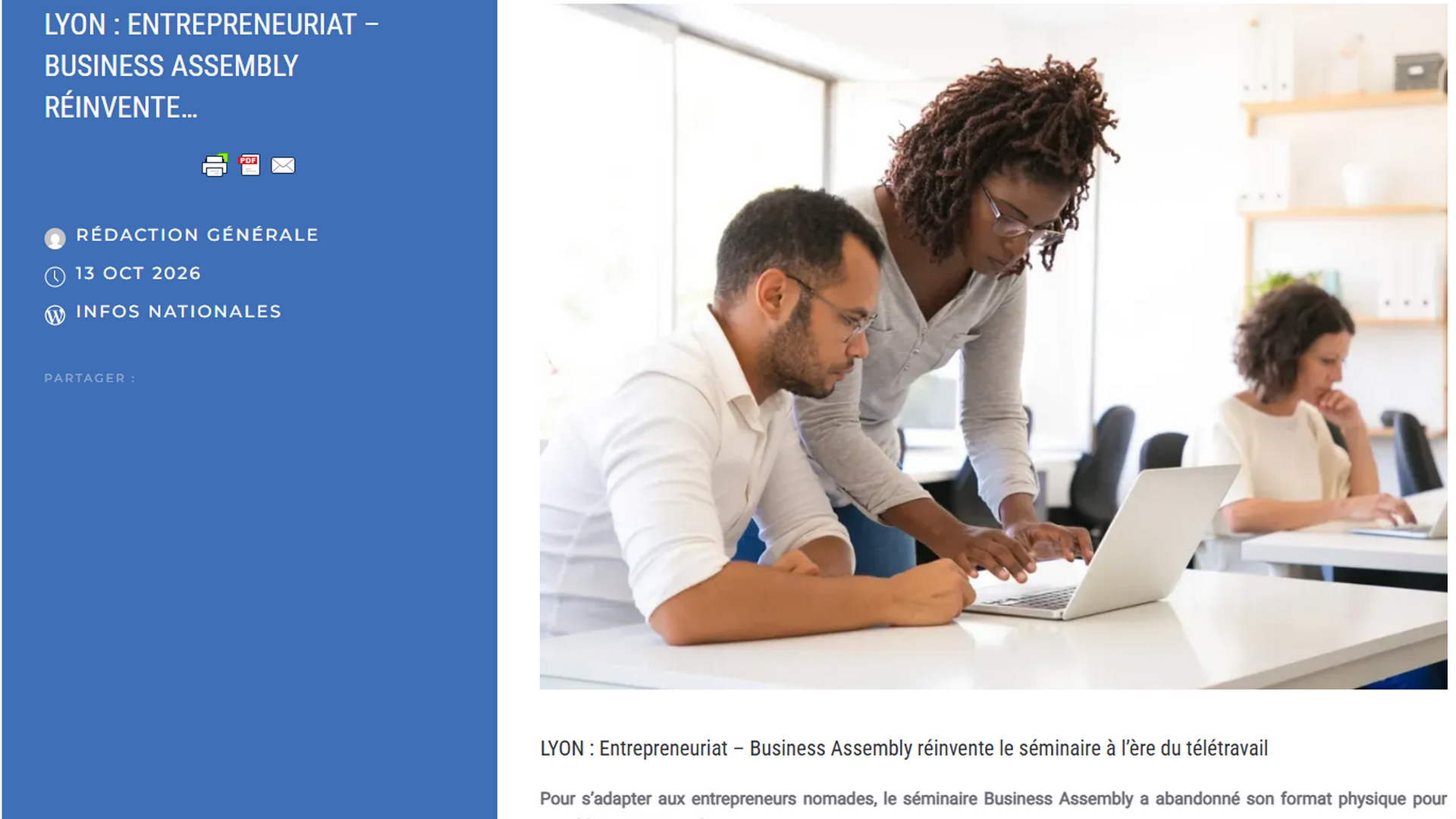 PRESSE AGENCE - Business Assembly réinvente le séminaire à l’ère du télétravail