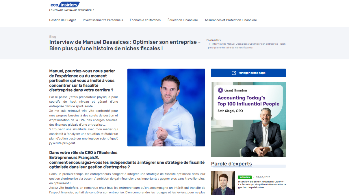 L'Eco Insiders - Optimiser son entreprise - Bien plus qu'une histoire de niches fiscales !